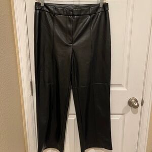 Avec Les Filles Black Pants Size XL Faux Leather Wide Leg High Rise NWT